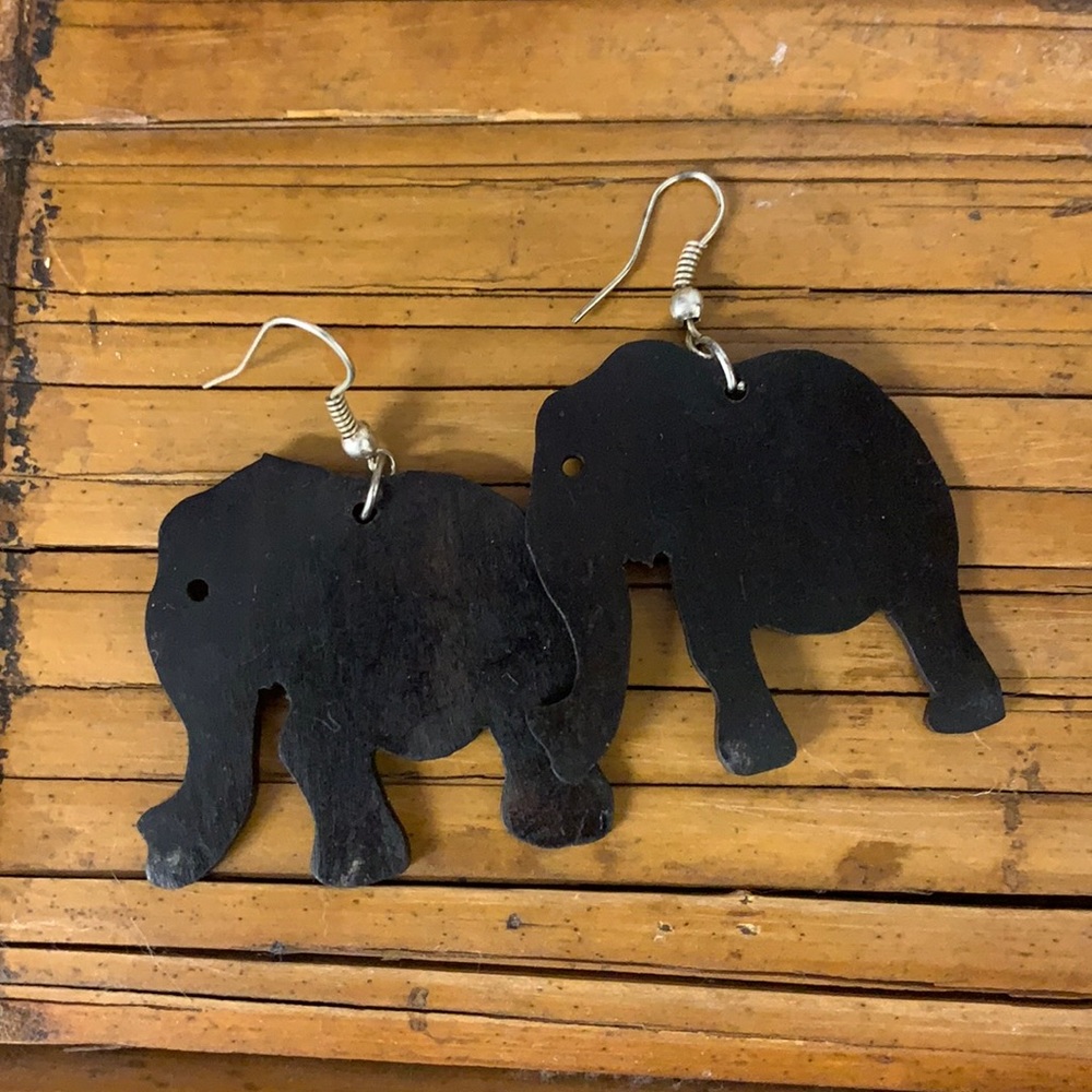 Handmade Wooden elephant earrings